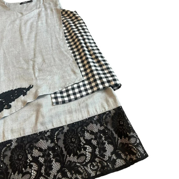 Desigual Sleeveless Dress Patch Plaid Lace Shift Fit Size 38 10 Women's US - Picture 5 of 9